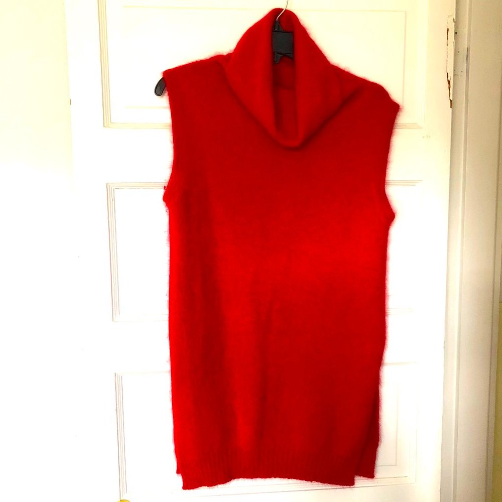 Red angora sleeveless sweater